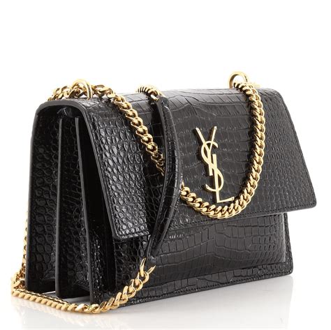 sac yves saint laurent sunset medium croco|Saint Laurent sunset bag.